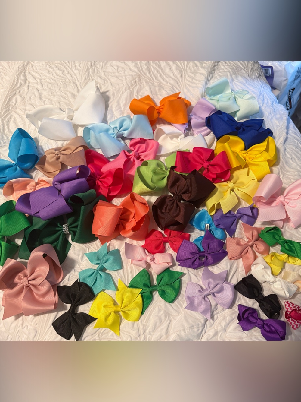 Assorted Colorful Hair Bows - Mixed Satin Bow Bundle Large & Small Approx: 40